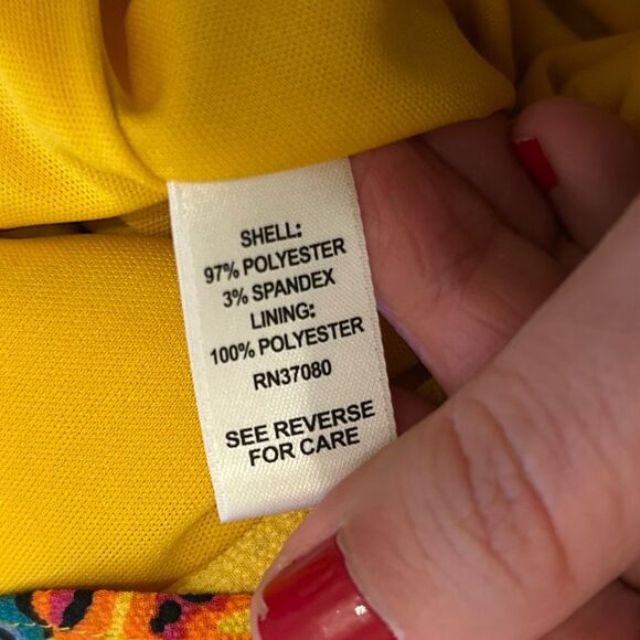 NWOT C.1946 Cato Yellow and Colorful Floral Flouncy Sleeve Knee Smock Dress - Picture 11 of 14